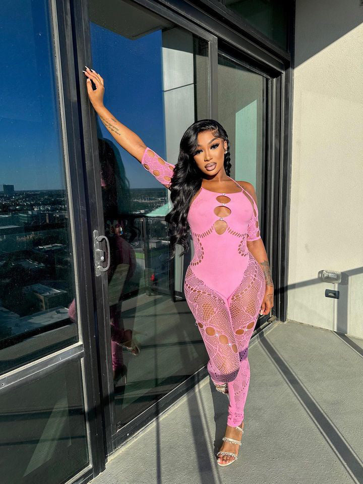 Stunna Lace Jumpsuit - Pink – Marnae Boutique
