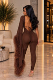 Sorelle Feather Jumpsuit – Chocolate