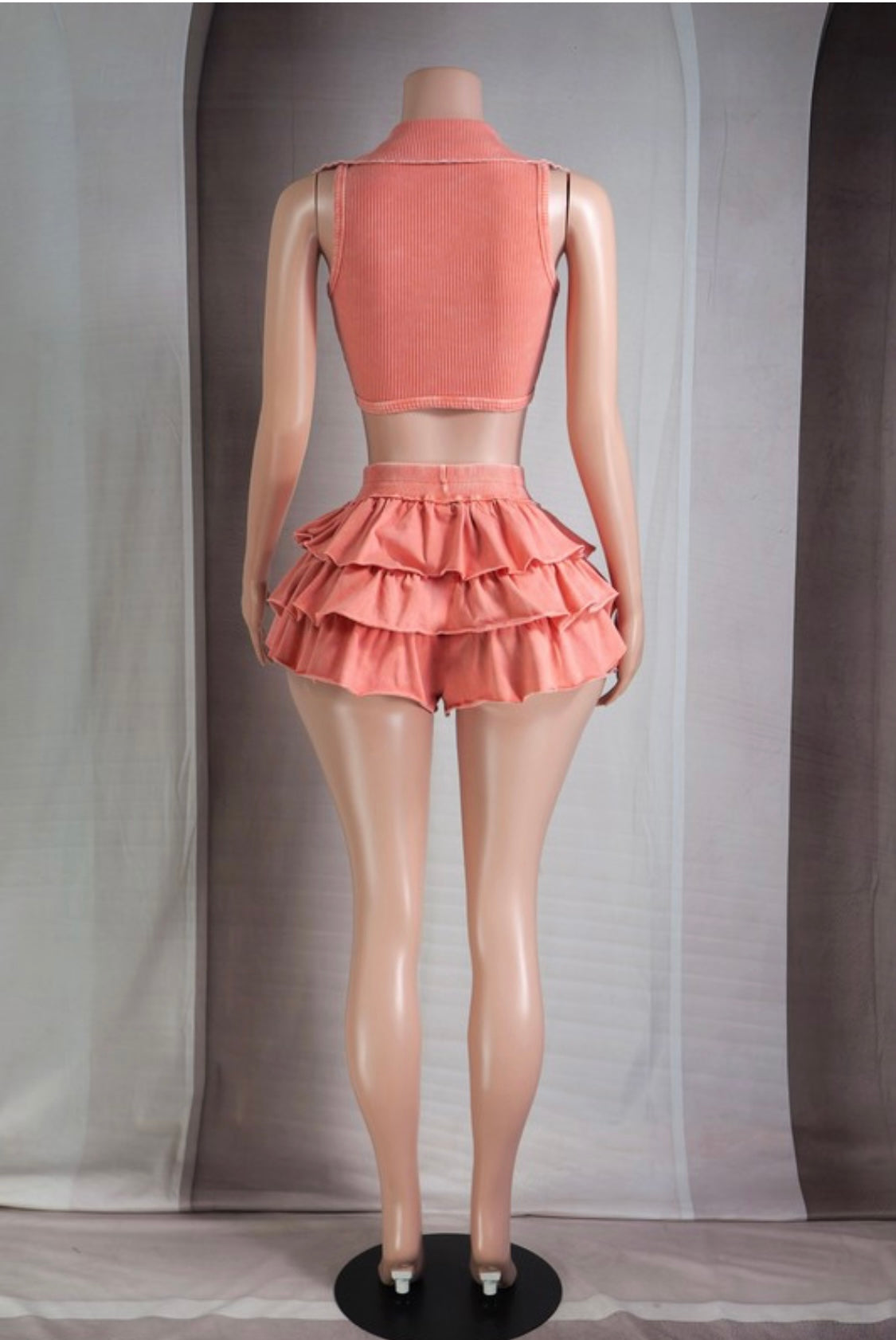 Ruffle Me Shorts Set - Orange