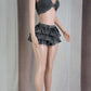 Ruffle Me Shorts Set - Black