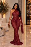 Seraphina Lace Maxi Dress – Burgundy
