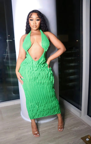 Gina Ruffle Dress - Green
