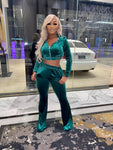 Velour Pants Set - Green