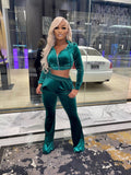 Velour Pants Set - Green